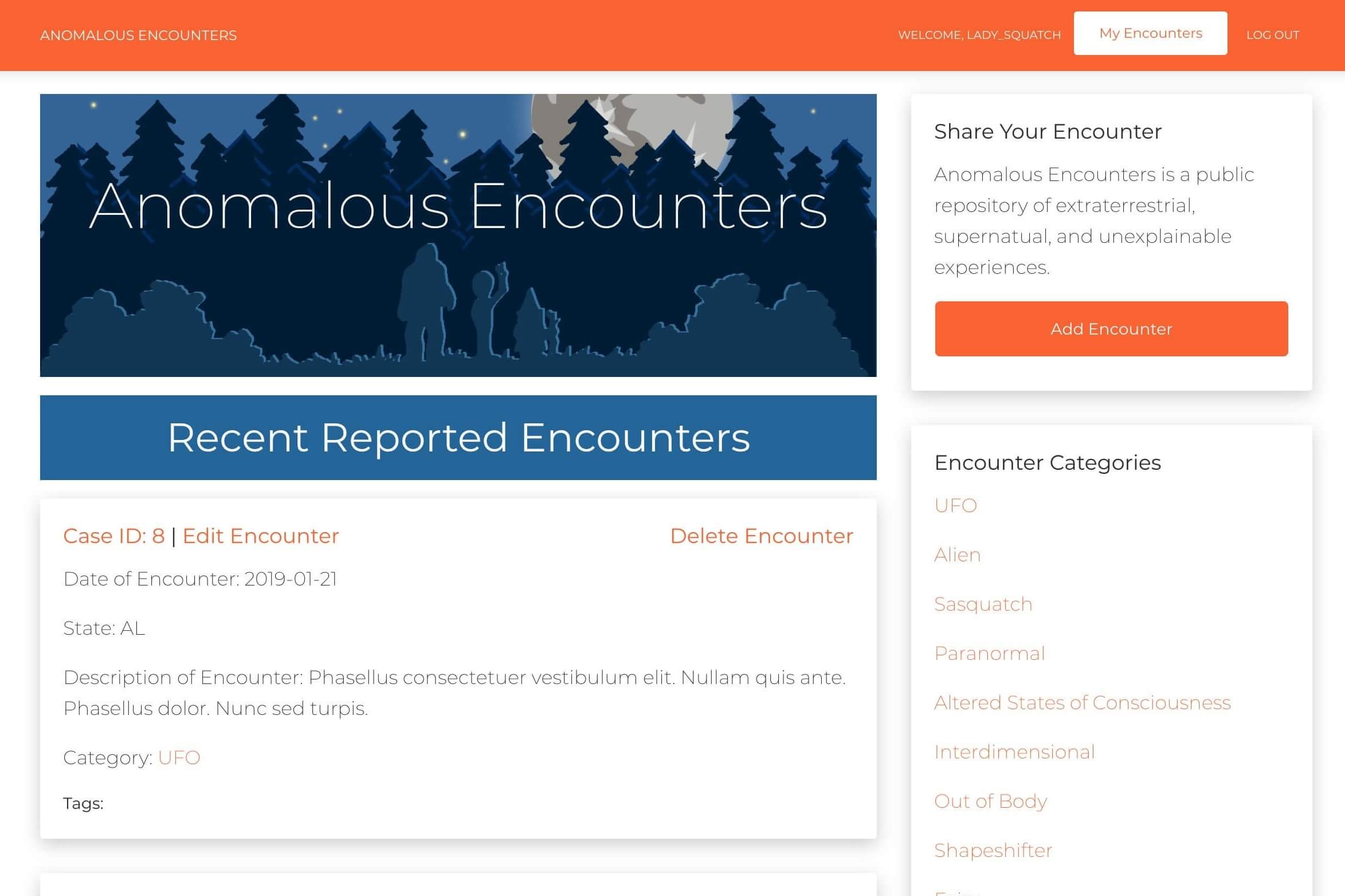 Anomalous Encounters JS Project